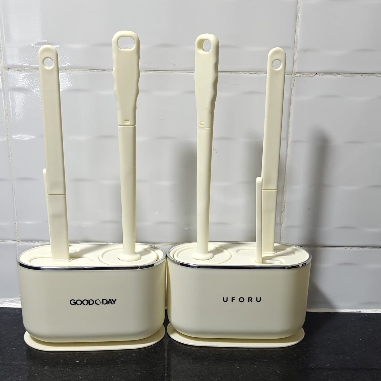 3 in 1 Multifunction Wall Mounted Toilet Cleaning Brush Cream White