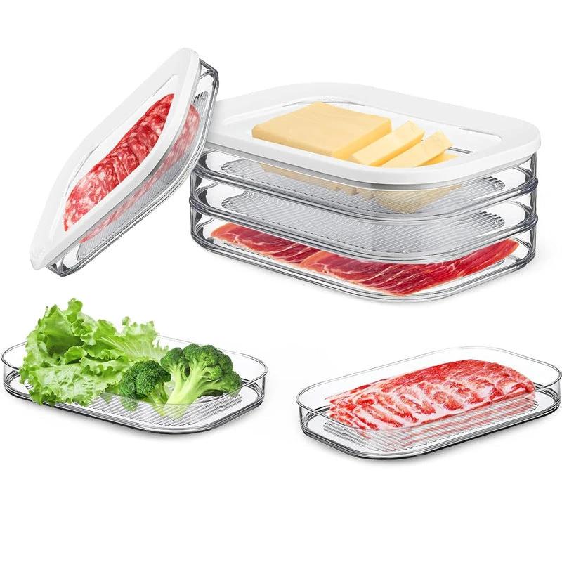 3-in-1 Stackable Bacon and Cheese Container Acrylic BPA-Free food storage Food Storage Containers