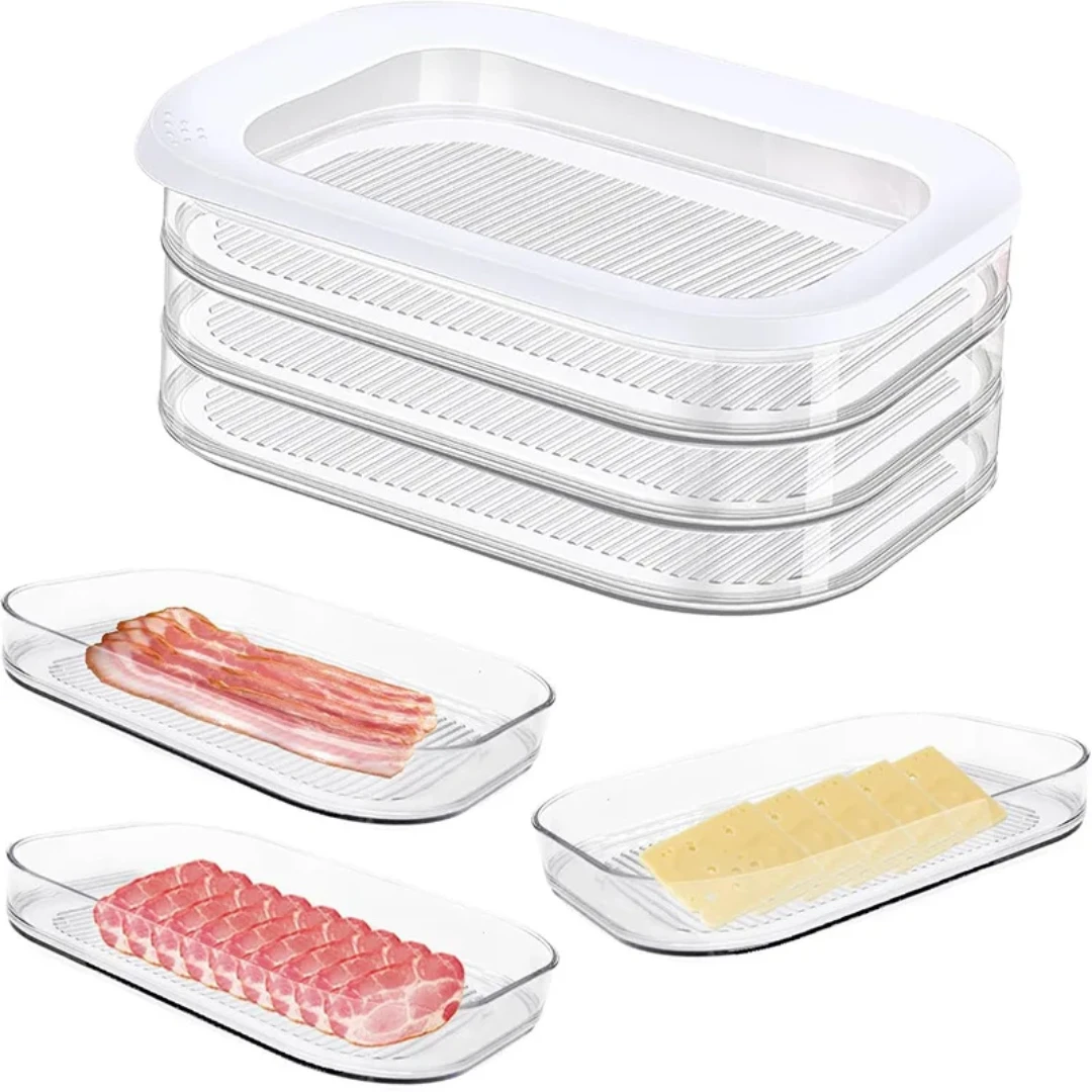 3-in-1 Stackable Bacon and Cheese Container Acrylic BPA-Free food storage Food Storage Containers
