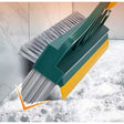 3 in 1 V Shaped Floor Scrubbing Brush with Broom & Squeegee 180° Rotatable Long Handle, Stiff Bristles, and Scraper for Corners