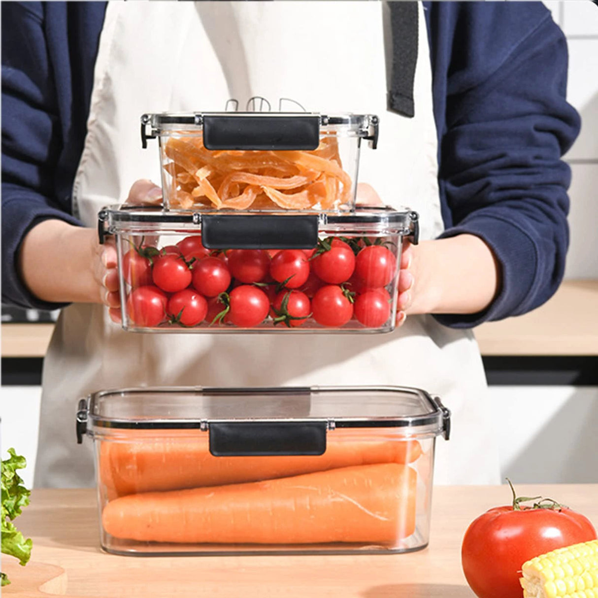 3 pcs Acrylic Food Storage Containers 3000ml, 1400ml and 550ml. storage containers Food Storage Containers
