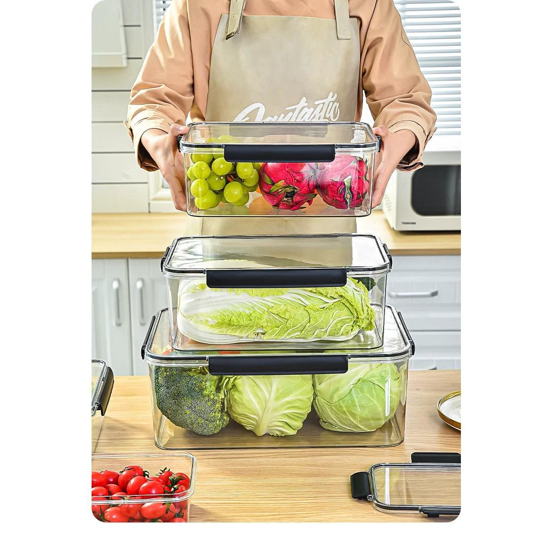 3 pcs Acrylic Food Storage Containers 3000ml, 1400ml and 550ml. storage containers Food Storage Containers