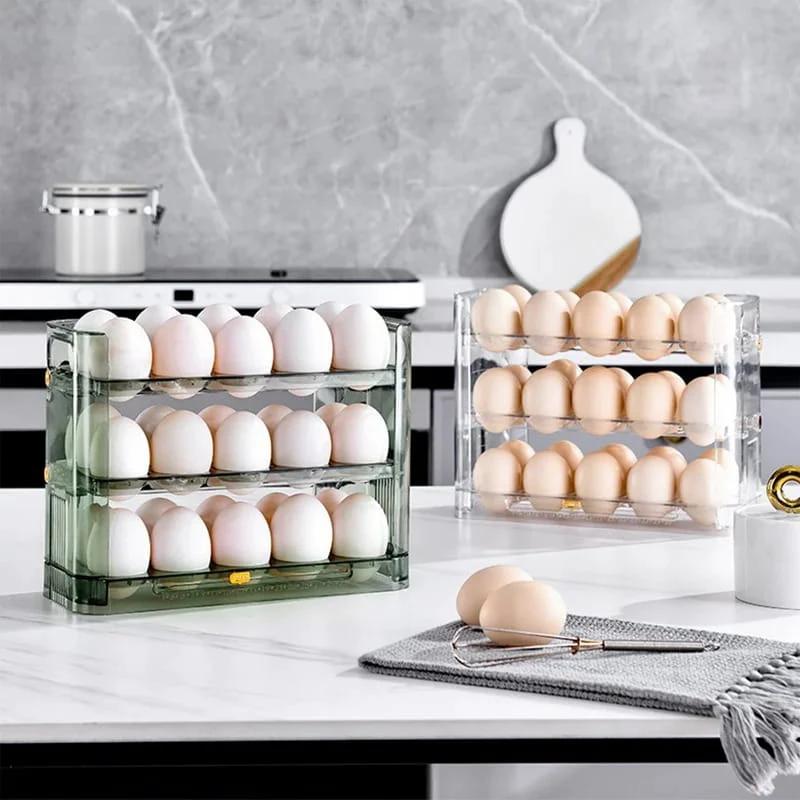 30 Grids Egg Storage Box | Large Capacity Transparent Egg Case Holder with Handle Storage Containers Egg Cups
