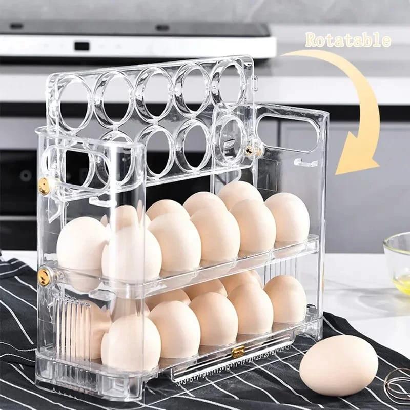 30 Grids Egg Storage Box | Large Capacity Transparent Egg Case Holder with Handle Storage Containers Egg Cups