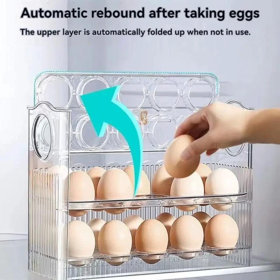 30 Grids Egg Storage Box | Large Capacity Transparent Egg Case Holder with Handle Storage Containers Egg Cups