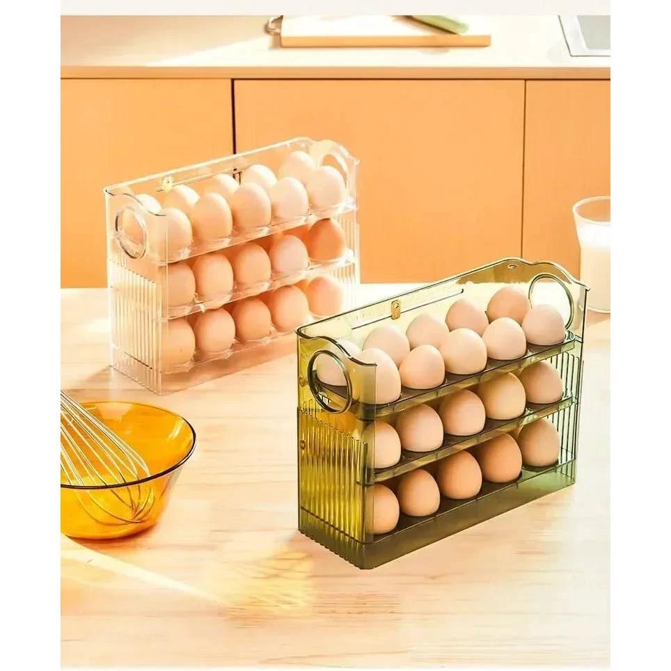 30 Grids Egg Storage Box | Large Capacity Transparent Egg Case Holder with Handle Storage Containers Egg Cups