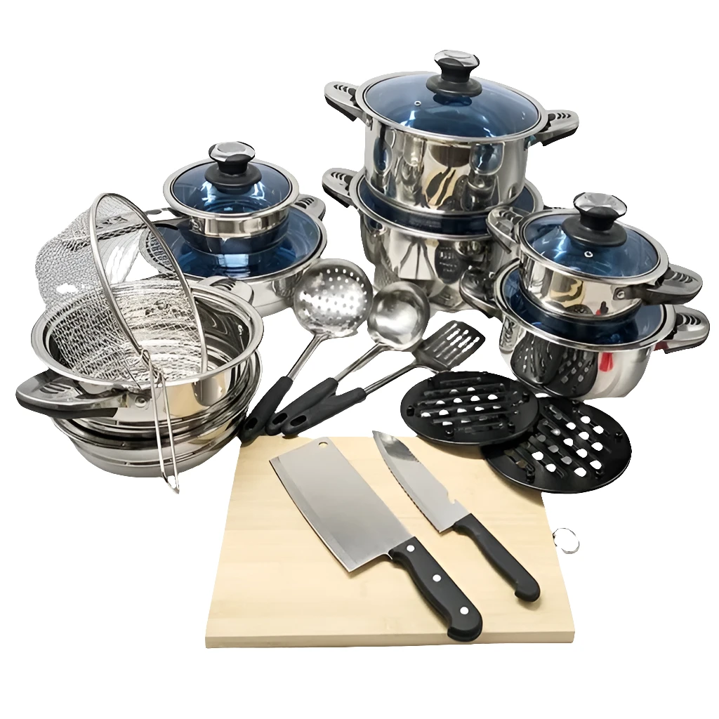 30pcs Marwa Stainless Steel Cookware Set with Induction Bottom Cookware Cookware Sets
