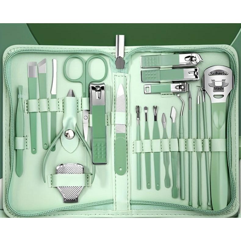 30pcs Multicoloured Nail Clipper Set with Leather Case – Complete Grooming Kit