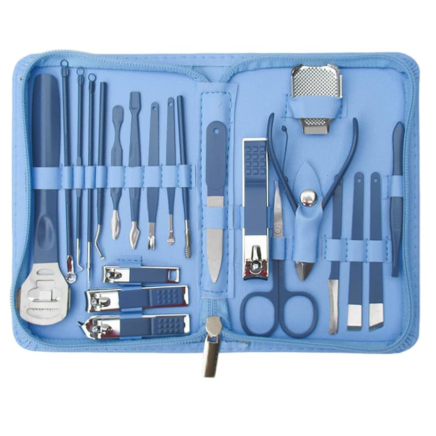 30pcs Multicoloured Nail Clipper Set with Leather Case – Complete Grooming Kit