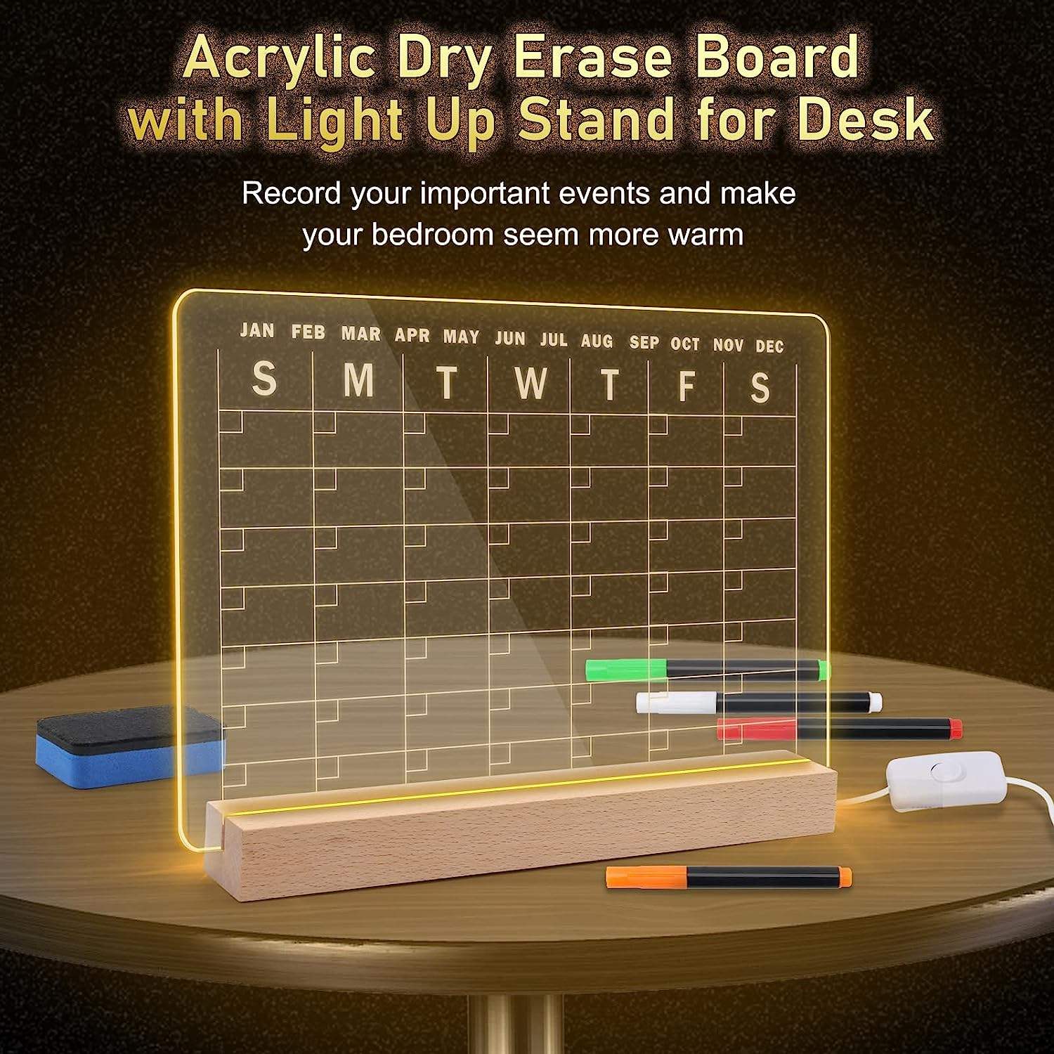 33x23 cm Office Home Desktop Planner with LED Stand With Pens, Pen Holder, & Eraser