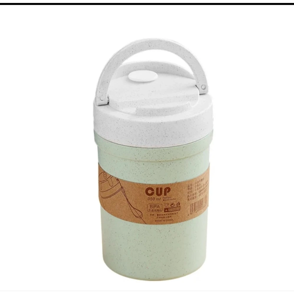 350ml Wheat Straw Soup Cup with Spoon – Leak-Proof and Eco-Friendly Thermoses