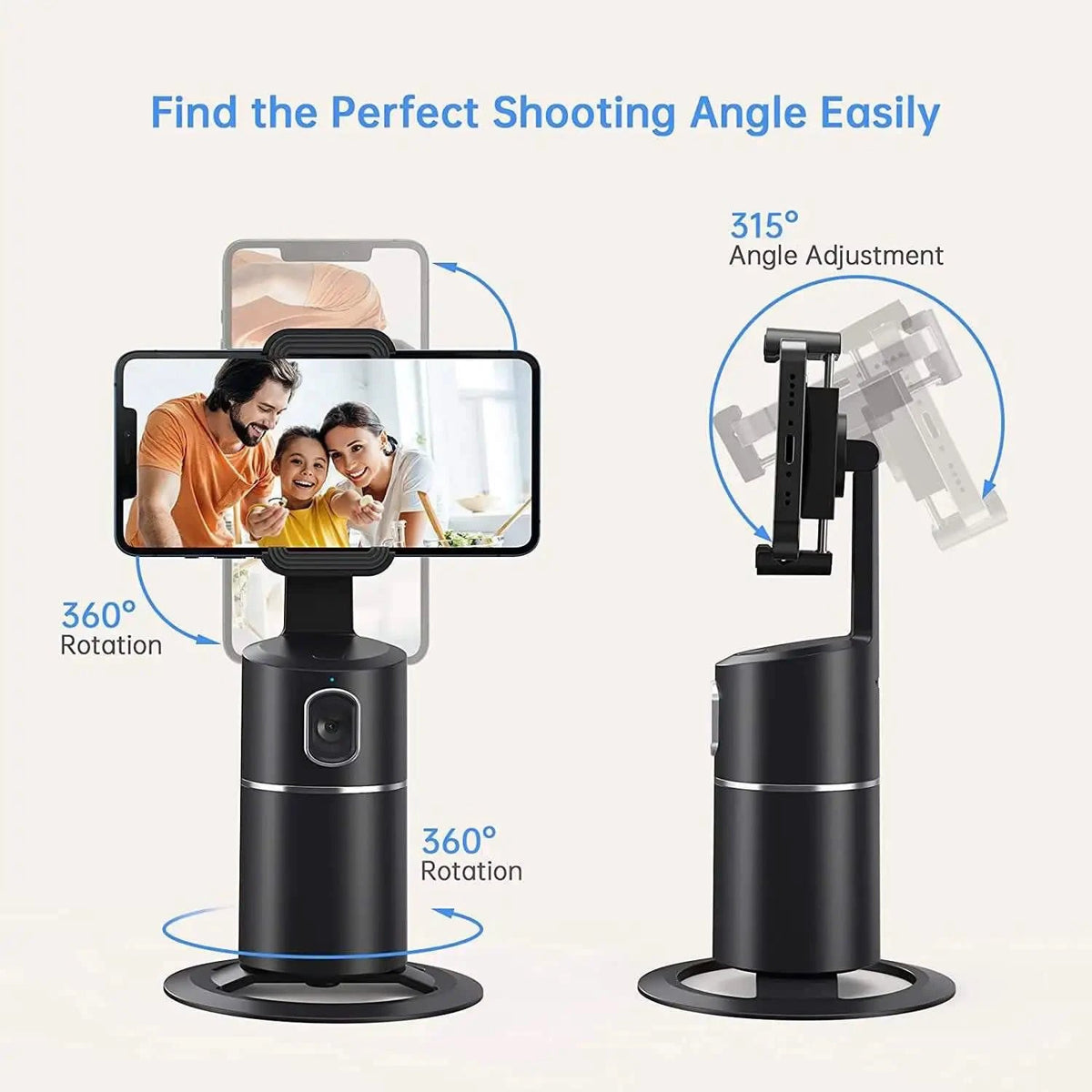 360 Rotation AI Tracking Camera Phone Stand Portable Rechargeable phone stand Mobile Phone Stands