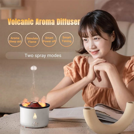 360ml Volcano 3D Flame Ultrasonic Aroma Diffuser | Fragrant Air Humidifier