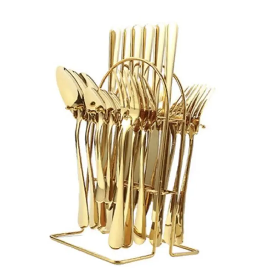 36pcs Cutlery Set with Unique Stand – Elegant Table Spoons, Tea Spoons, and Forks