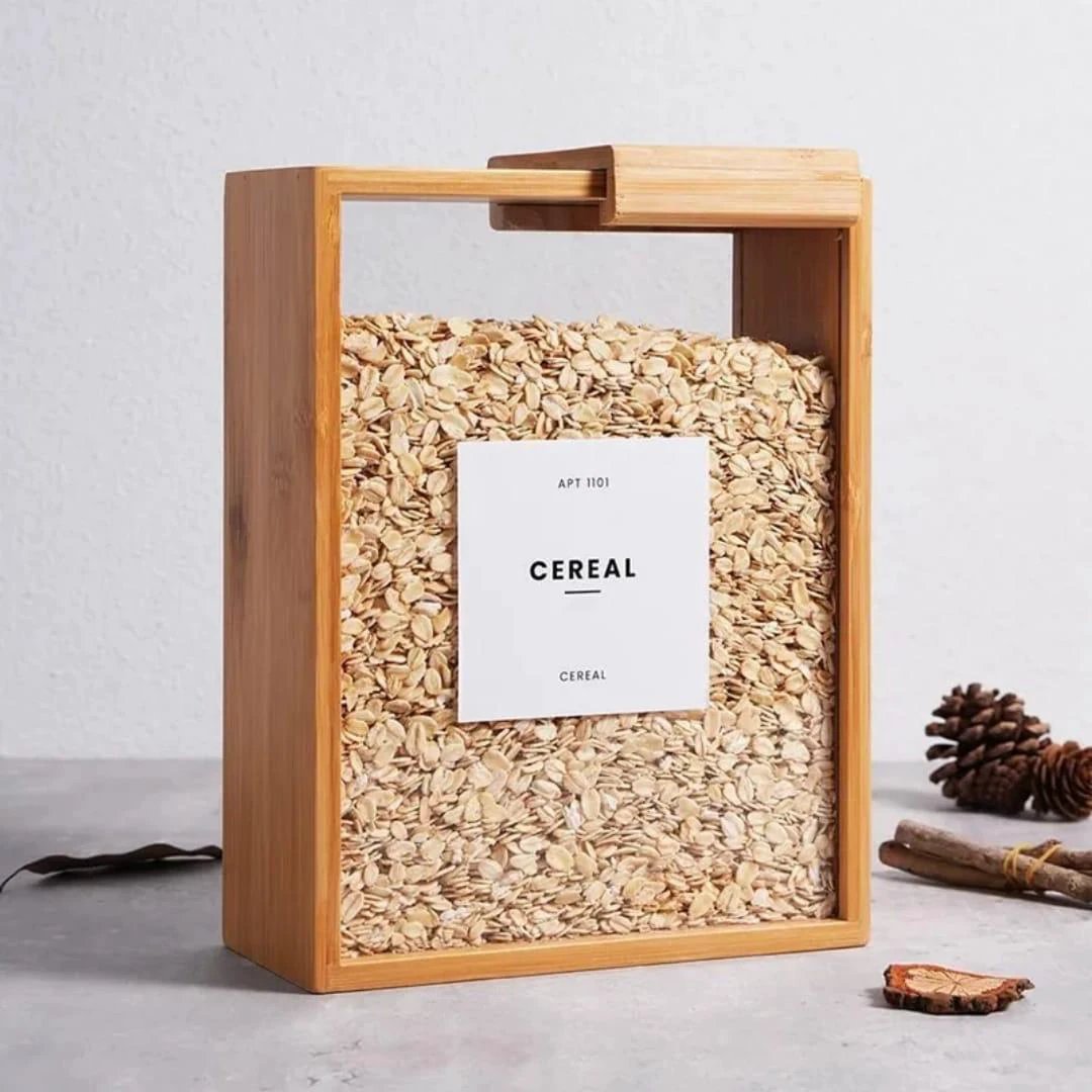 3L Bamboo Dry Food and Cereals Storage Container – Glass with Bamboo Lid food storage Food Storage Containers