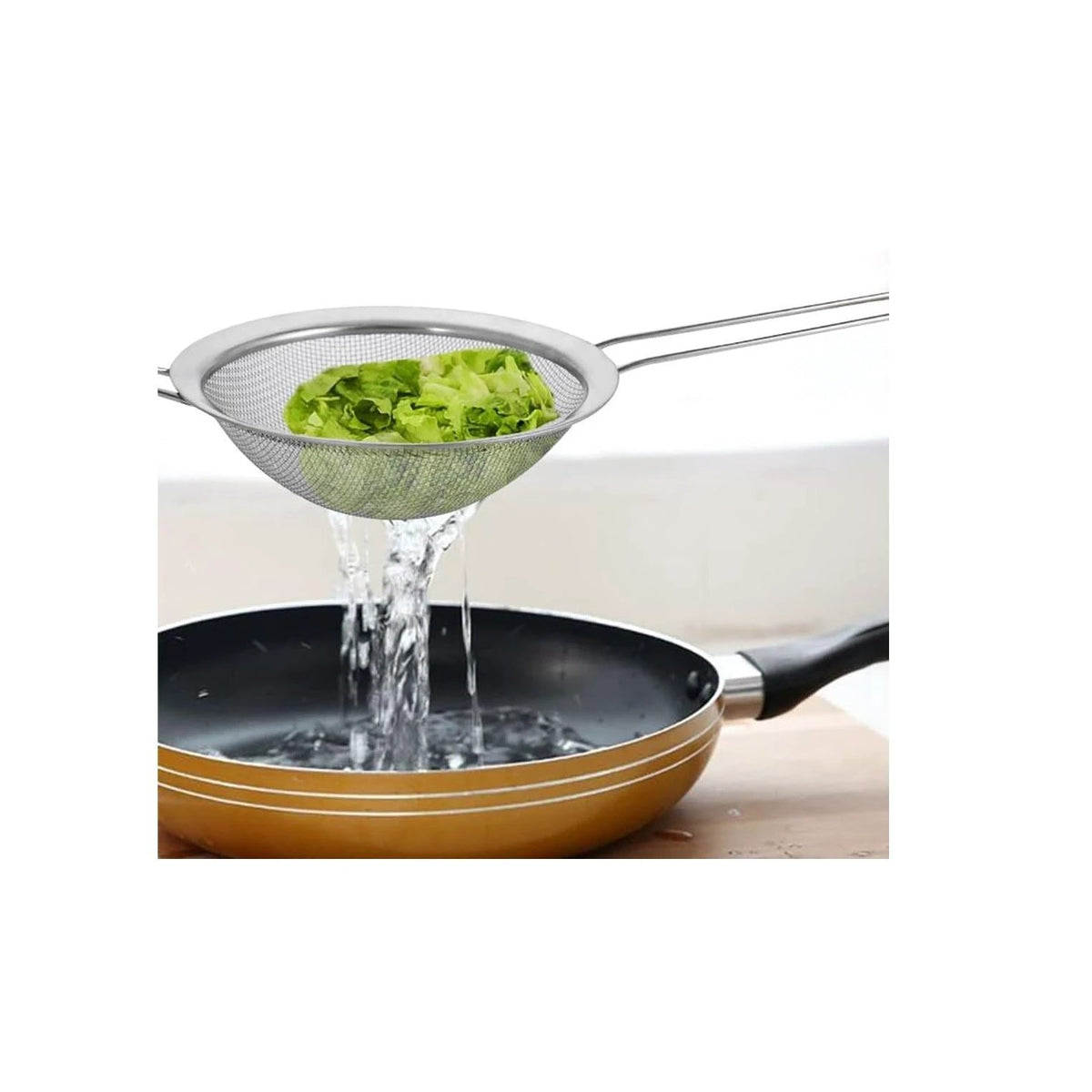 3in1 Metallic Sieve Set | Durable Stainless Steel Sifters | 10 cm, 12 cm, 14 cm | Ideal for Straining, Sifting, and Rinsing | Stackable Kitchen Tool Kitchen Gadgets Kitchen Tools & Utensils