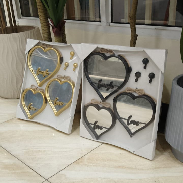 3pc Happy Heart Mirrors Set