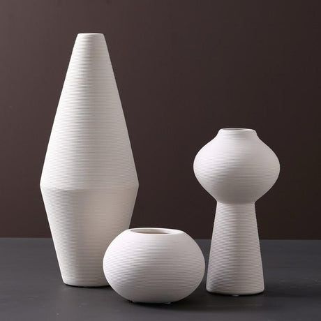 3pc Simple Elegant Ceramic Vases Set for Modern Home Décor
