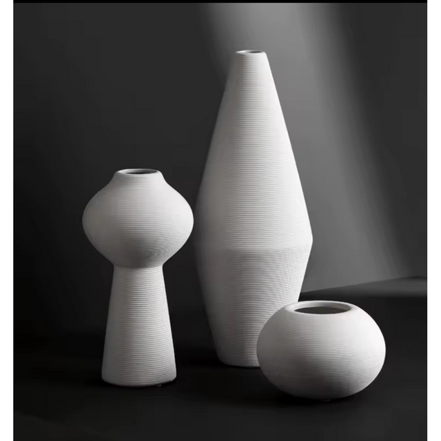 3pc Simple Elegant Ceramic Vases Set for Modern Home Décor