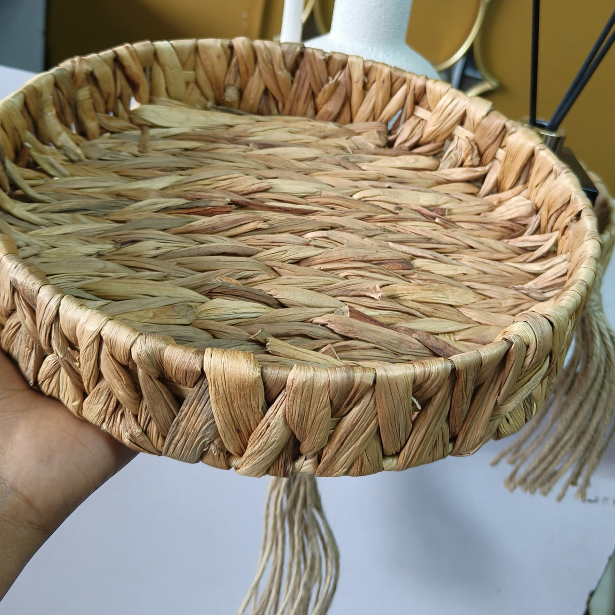 3pcs Decorative Handmade Wicker Tray Set Without Handles