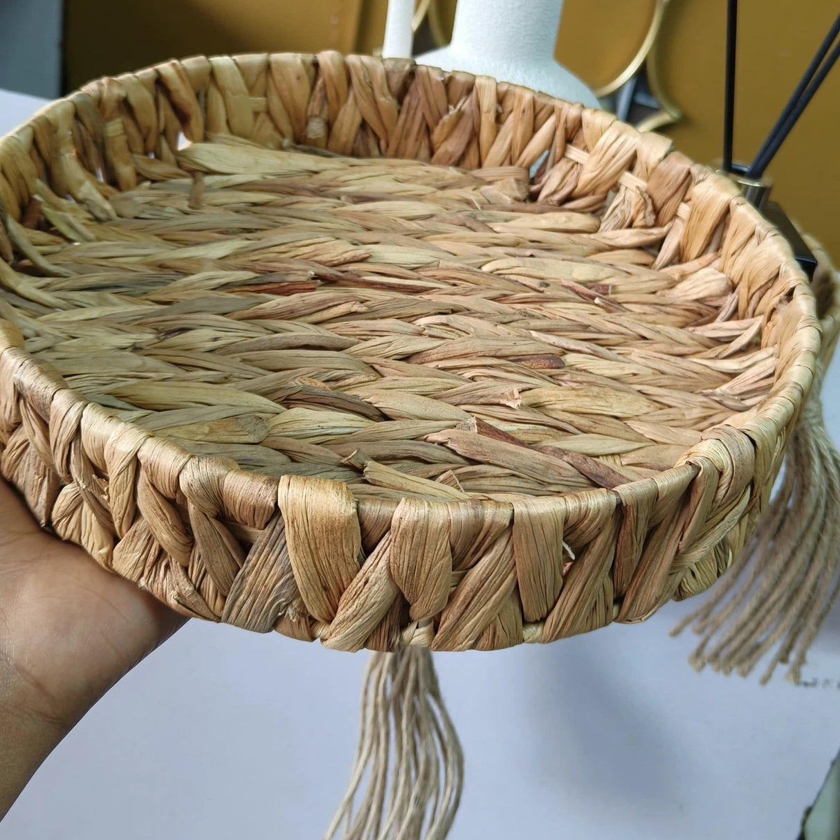3pcs Decorative Handmade Wicker Tray Set Without Handles Decorative Basket Decorative Trays