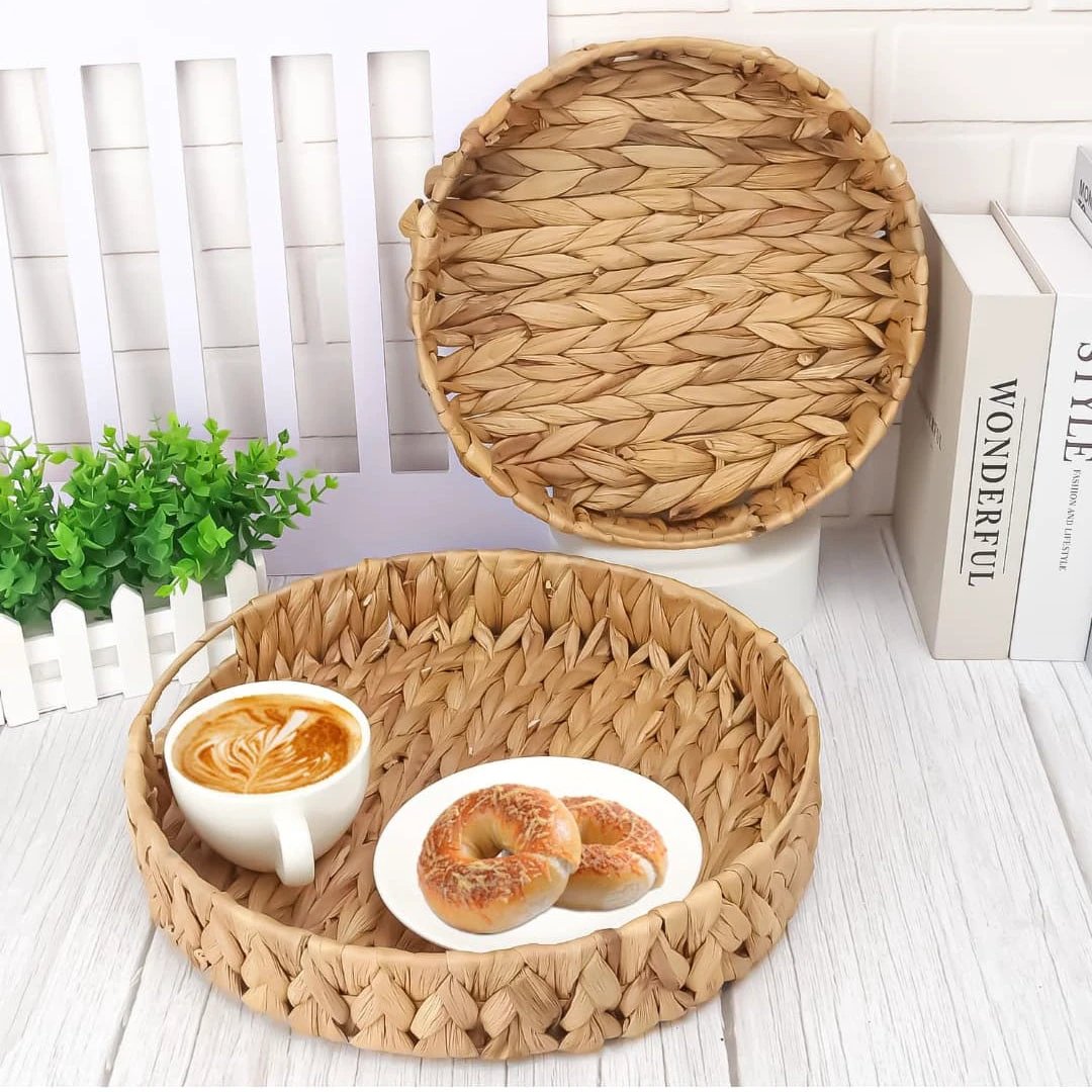 3pcs Decorative Handmade Wicker Tray Set Without Handles Decorative Basket Decorative Trays