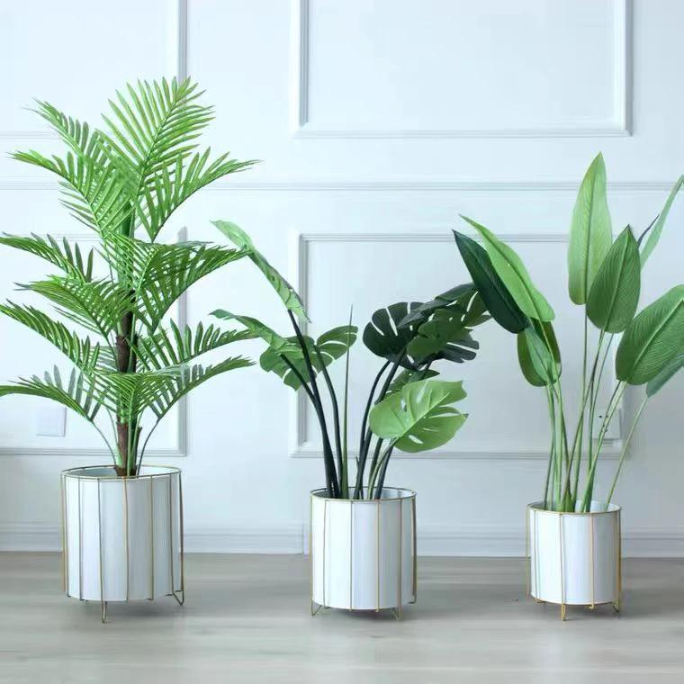 3pcs Floor Standing Flower Pot Set – Black and White Pots