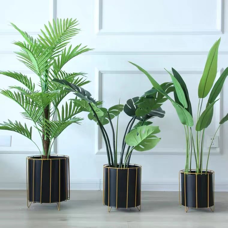 3pcs Floor Standing Flower Pot Set – Black and White