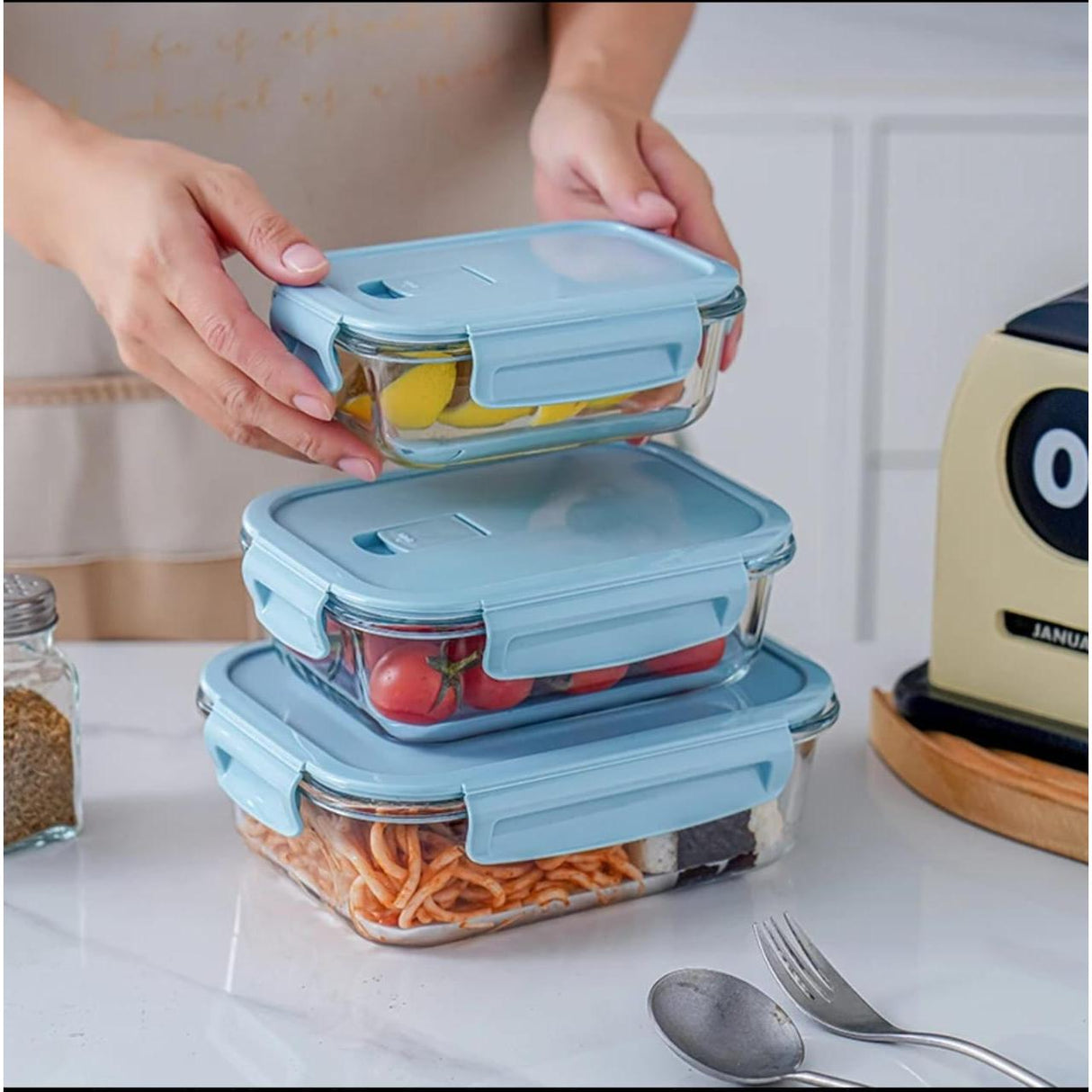 3pcs High Quality Borosilicate Food Containers