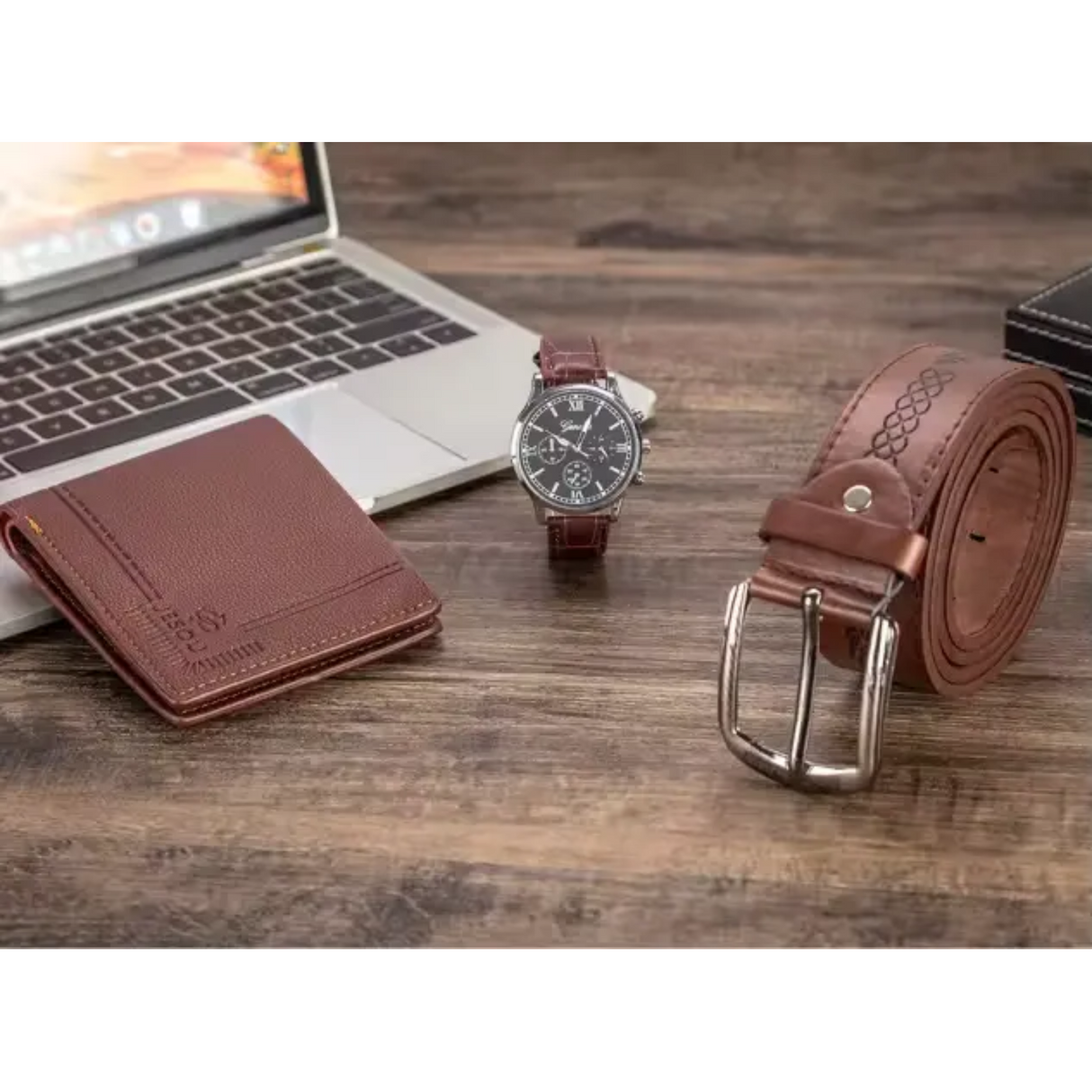 3pcs Jesou Men Gift Set Watch, Belt, and Wallet Combo.