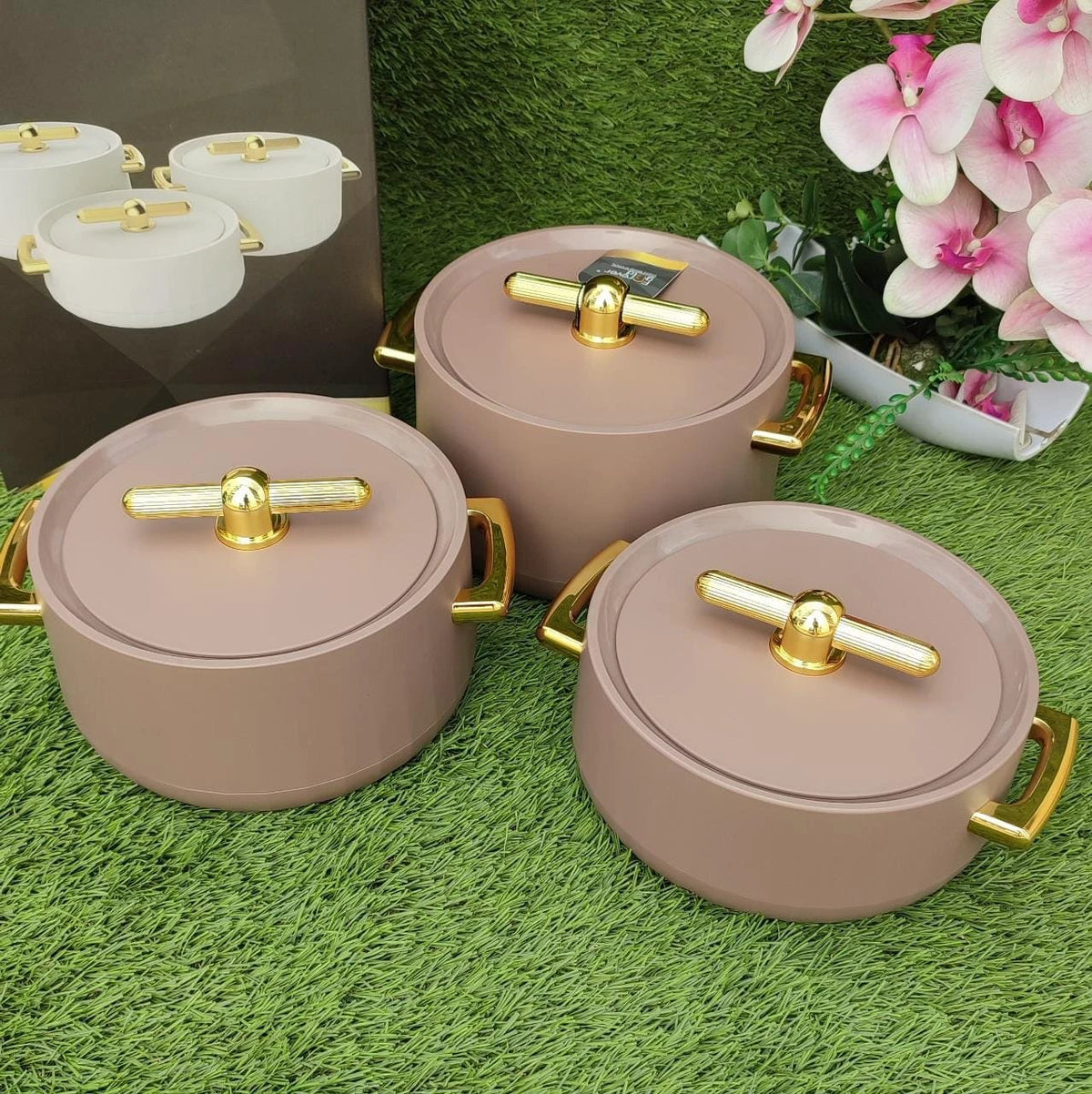 3pcs Luxurious Insulated Hotpot Set – 1.5L, 2L and 2.5L kitchen and dinning Kitchen Utensil Sets