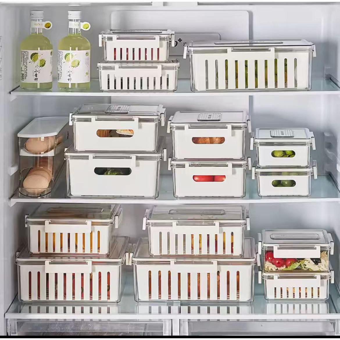 3pcs Stackable Food Storage Containers with Drainer Basket and Airtight Lid