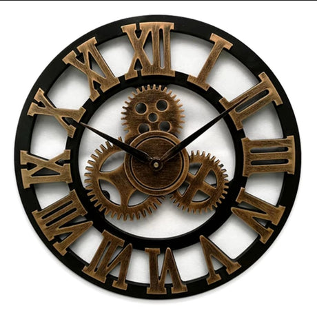 4 Gear Roman Vintage Wall Clock Battery Operated Analog Industrial Gear Clock