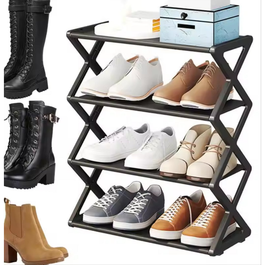 4 Layer Foldable Shoe Rack Suitable for Storage in Entrance, Corridors and Bedrooms without assembly.