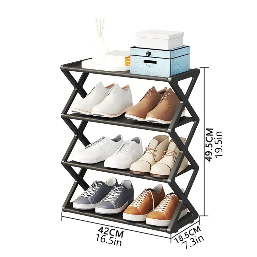 4 Layer Foldable Shoe Rack Suitable for Storage in Entrance, Corridors and Bedrooms without assembly.