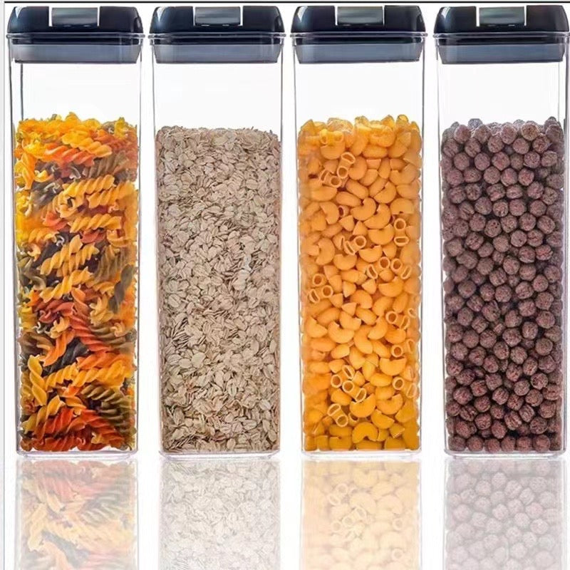 4-Piece Acrylic Food Container Set – 1.9L Airtight Pantry Storage with Labels