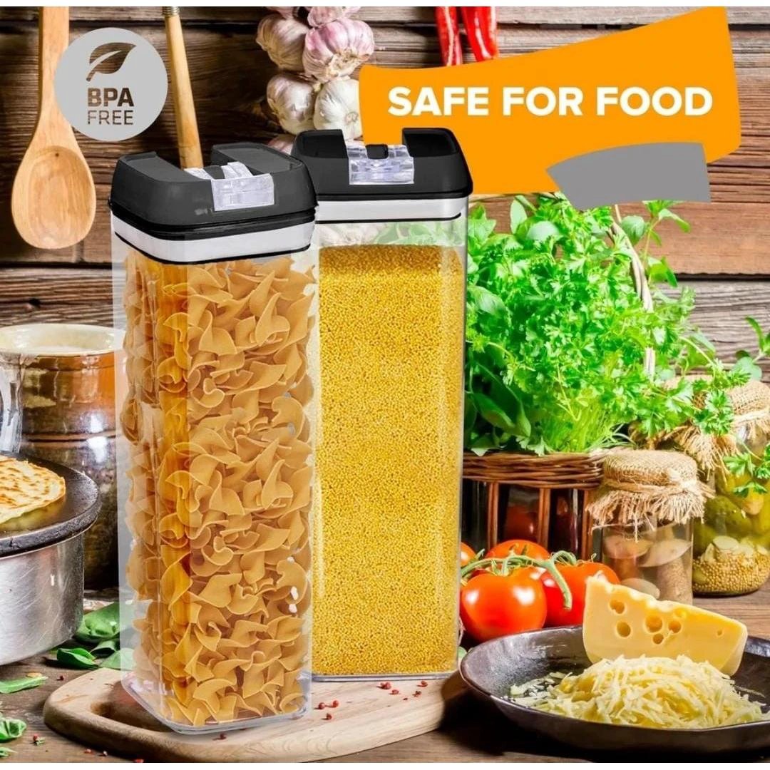 4-Piece Acrylic Food Container Set – 1.9L Airtight Pantry Storage with Labels food storage Food Storage Containers
