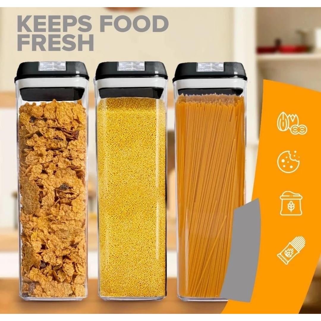 4-Piece Acrylic Food Container Set – 1.9L Airtight Pantry Storage with Labels