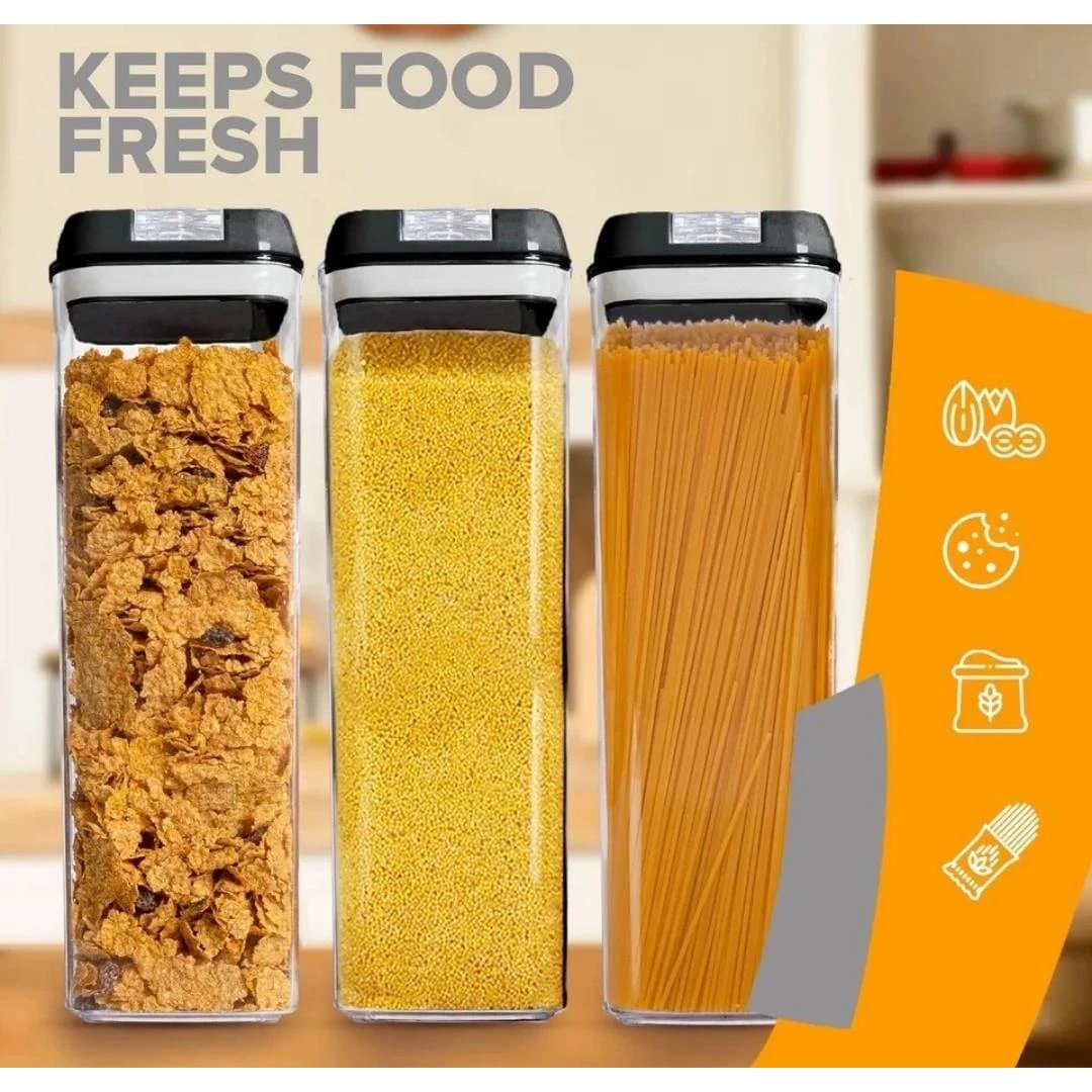 4-Piece Acrylic Food Container Set – 1.9L Airtight Pantry Storage with Labels food storage Food Storage Containers