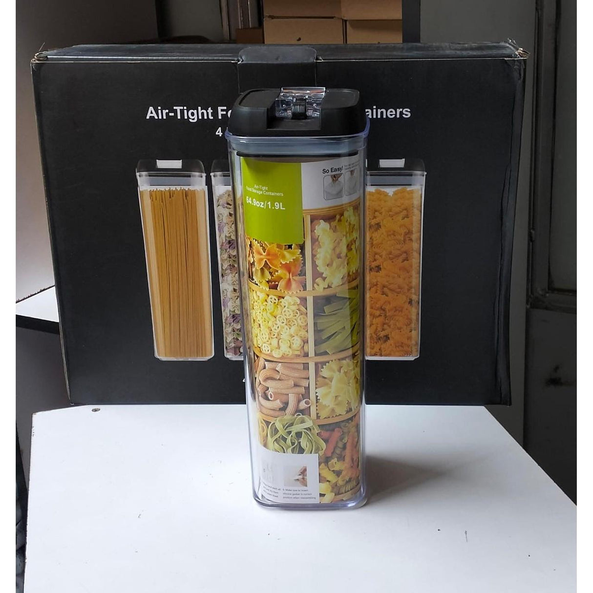 4-Piece Acrylic Food Container Set – 1.9L Airtight Pantry Storage with Labels