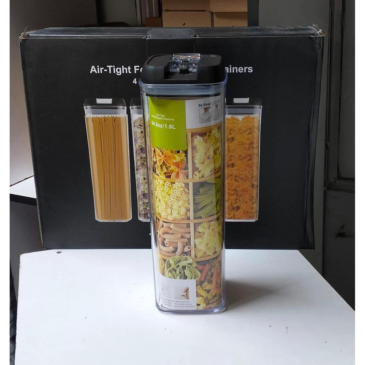 4-Piece Acrylic Food Container Set – 1.9L Airtight Pantry Storage with Labels food storage Food Storage Containers