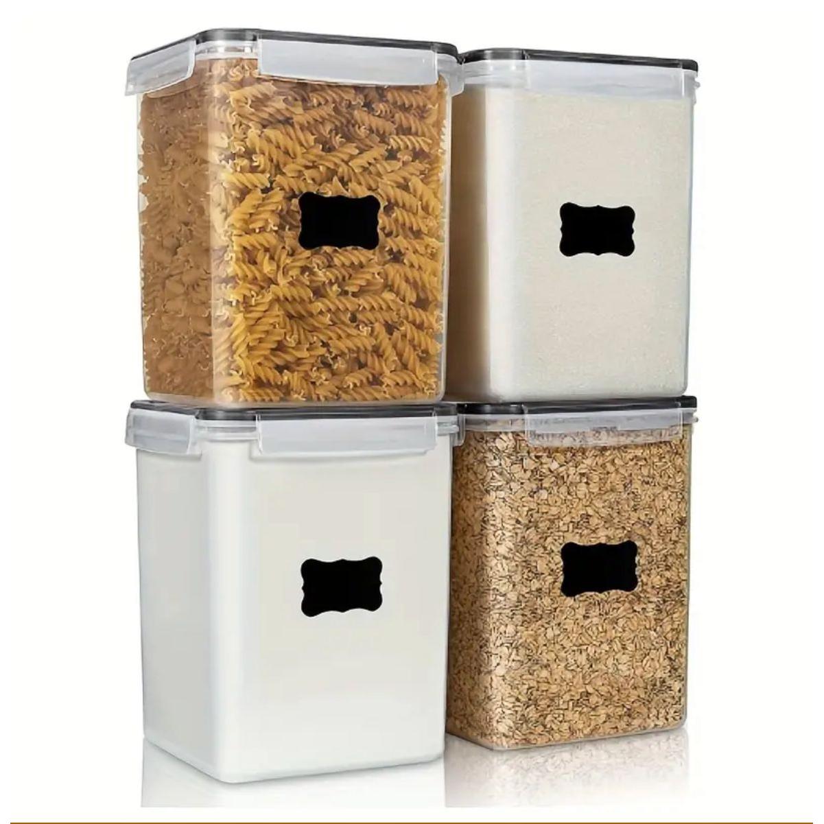 4 Piece BPA Free Airtight Food Storage Containers Set | 5.2L Capacity with Labels, Pen & Measuring Cups