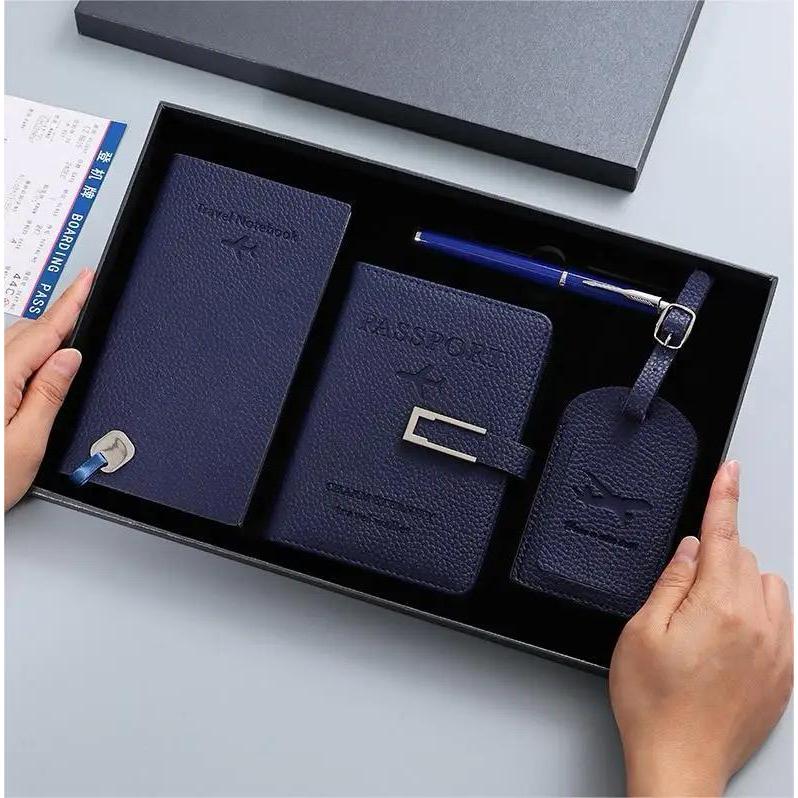 4 Piece Luxury Travel Accessories Set with Gift Box Elegant Travel Essentials