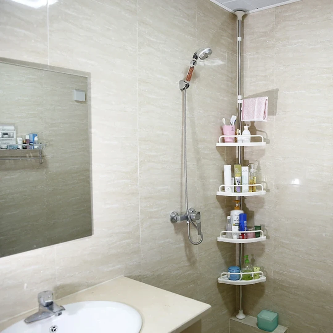 4 Tier Adjustable Telescopic Multi Corner Shelf Organiser Bathroom Essentials Bathroom Accessories
