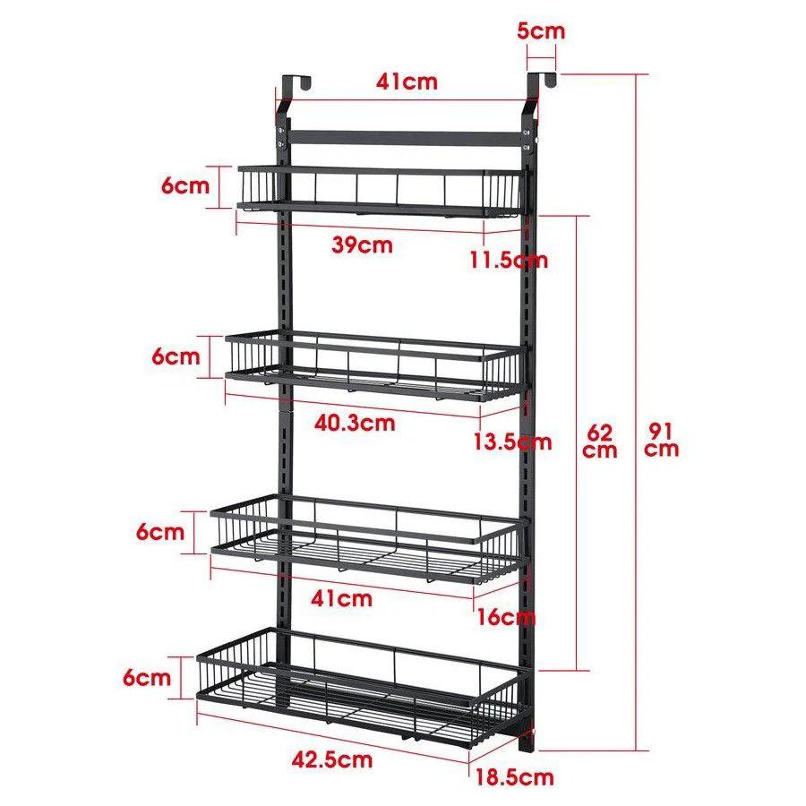 4 Tier Over Door Caddy Organizer Adjustable Hanging Steel Storage Rack with Suction Cups Kitchen Racks Kitchen Utensil Racks