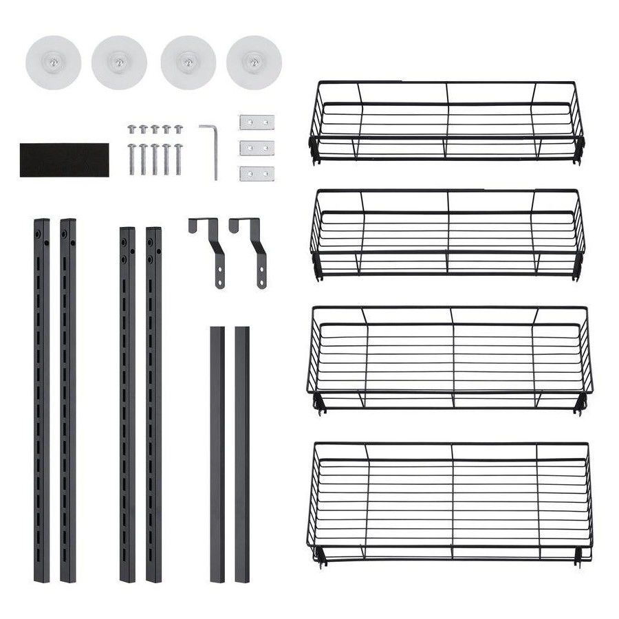 4 Tier Over Door Caddy Organizer Adjustable Hanging Steel Storage Rack with Suction Cups