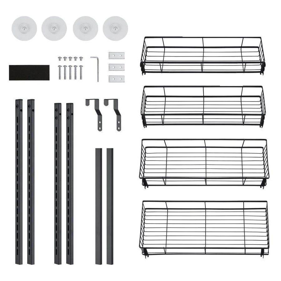 4 Tier Over Door Caddy Organizer Adjustable Hanging Steel Storage Rack with Suction Cups Kitchen Racks Kitchen Utensil Racks