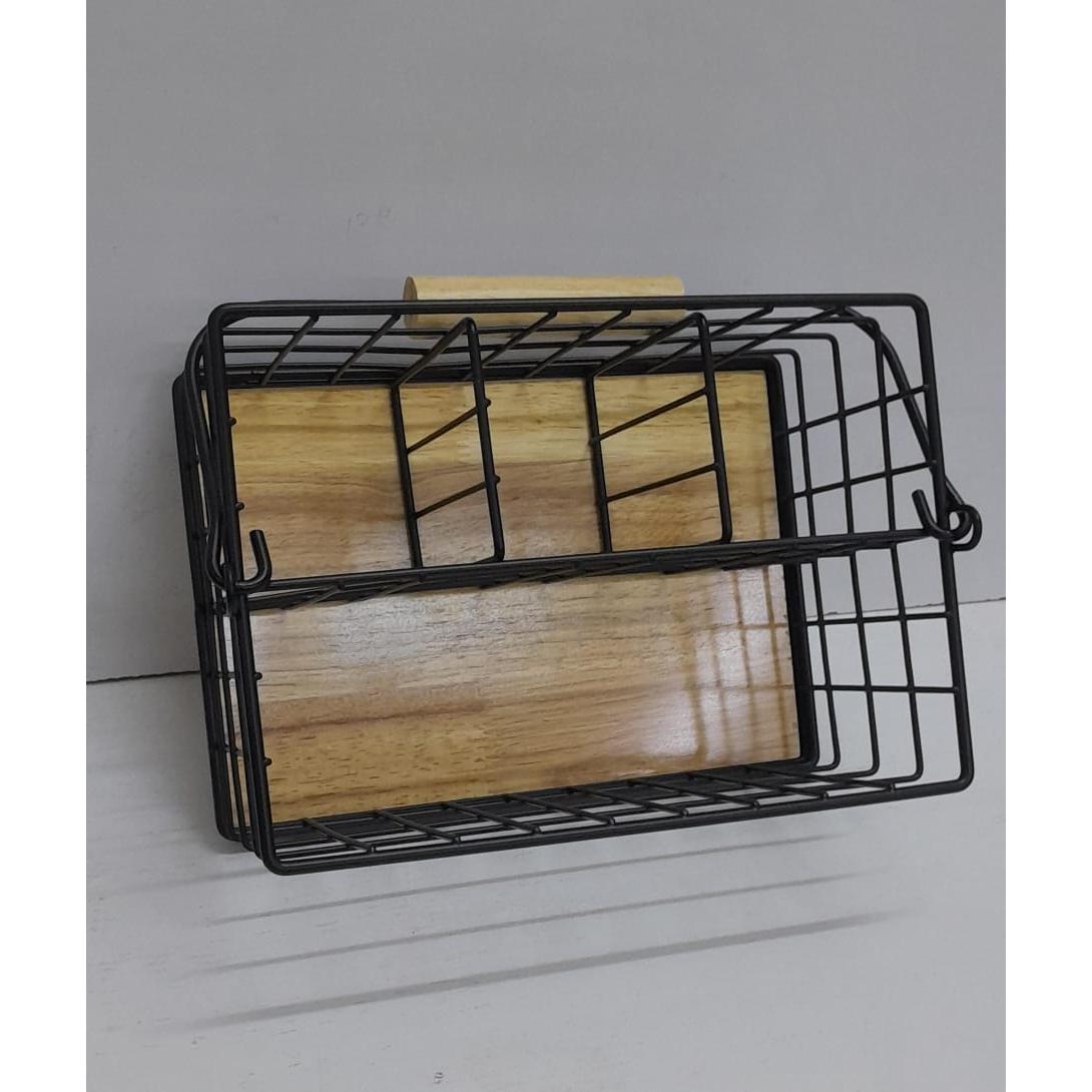 4 in 1 Cutlery Holder with Handle – Metallic with Bamboo Base