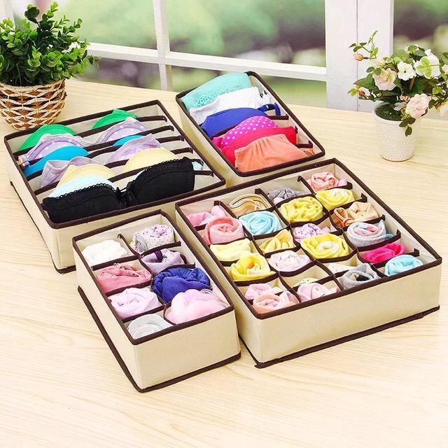 4-in-1 Foldable Undergarment Drawer Organizer Set Closet Organizers Closet Organizers