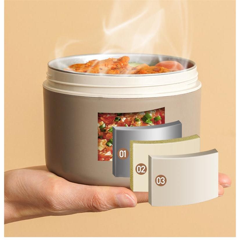 4 in 1 Insulated Lunch Set (2 Lunch Boxes + 1 Lunch Bag) | Stainless Steel Lunch Box Microwave Oven Circular Portable Minimalist Lunch Bo